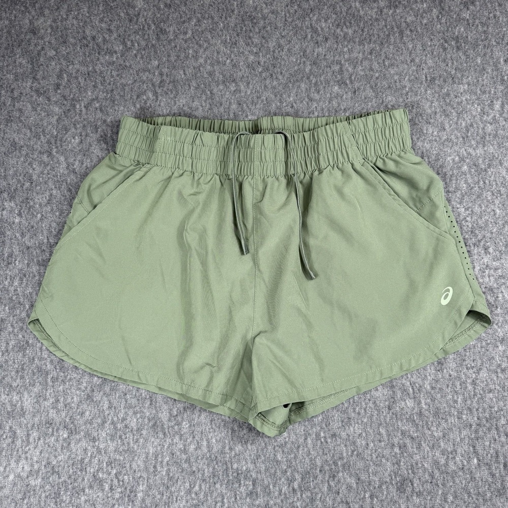 ASICS Women's Running Short Liner Cut Out Laser Cut Green Size M~ ACSH3793WS5